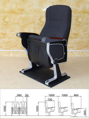 Schwarzes Theater-Kino mit hoher Dichte Hall Chairs Adjustable Moistureproof Antistatic