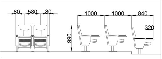 Rotes langlebiges Gut Kino-Kino-Hall Chairs Adjustables ISO9001 flammenfest